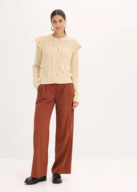 Cardigan med bomull og hullmønster, bonprix