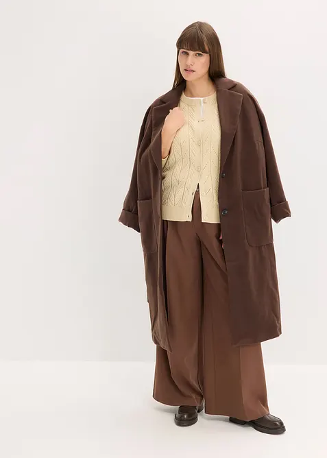 Cardigan med bomull og hullmønster, bonprix