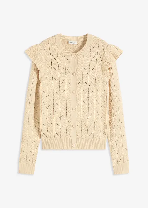Cardigan med bomull og hullmønster, bonprix
