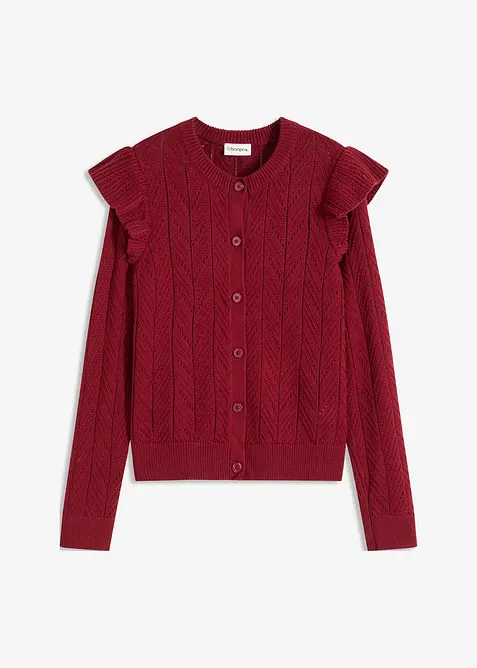 Cardigan med bomull og hullmønster, bonprix