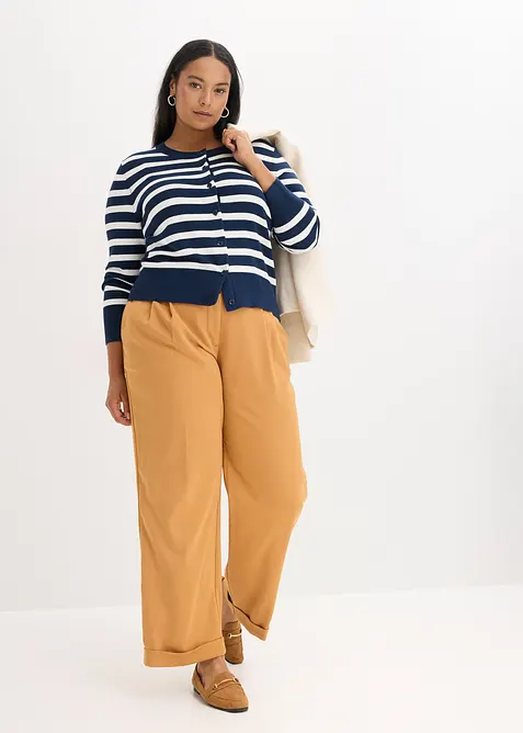 Finstrikket cardigan med stripemønster, bonprix