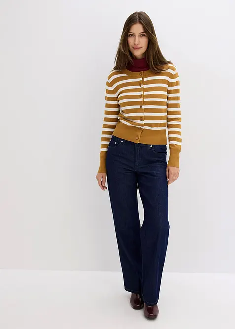 Finstrikket cardigan med stripemønster, bonprix