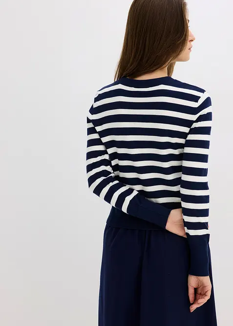 Finstrikket cardigan med stripem&oslash;nster, bonprix