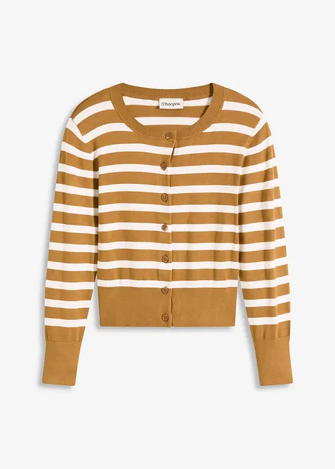 Finstrikket cardigan med stripemønster, bonprix