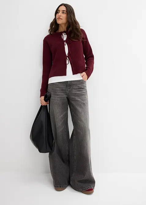 Cardigan med knyting, bonprix