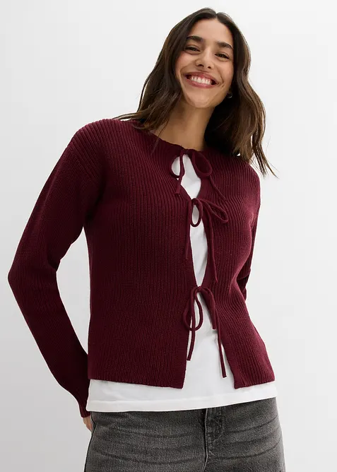 Cardigan med knyting, bonprix
