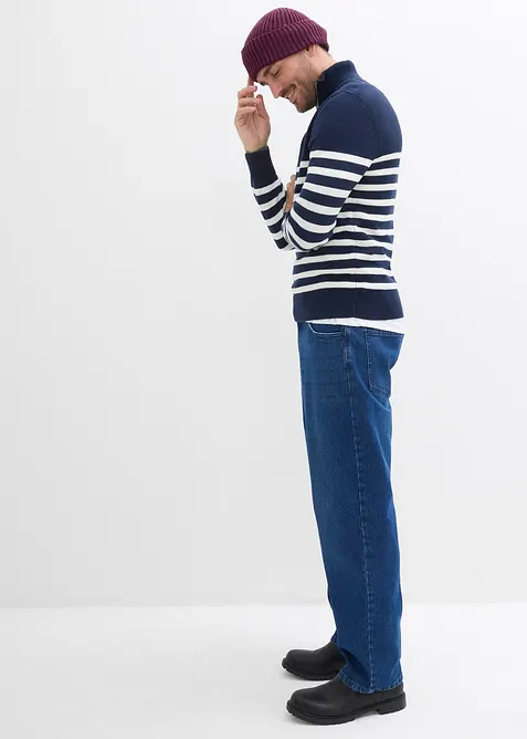 Half zip genser i myk bomullsmiks, bonprix