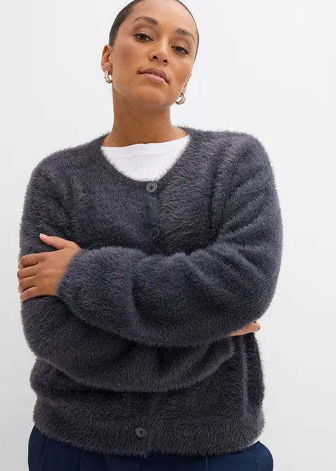 Cardigan i fjærgarn i viskosemiks, bonprix