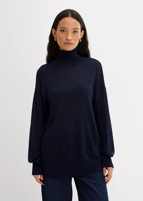 Turtleneck i viskose og lett finstrikk, bonprix