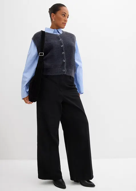 Strikkevest i fjærgarn i viskosemiks, bonprix