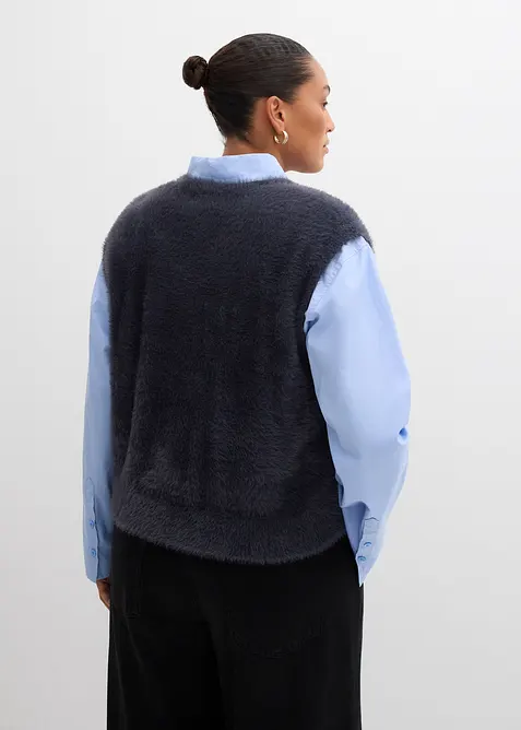 Strikkevest i fjærgarn i viskosemiks, bonprix