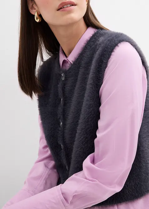 Strikkevest i fjærgarn i viskosemiks, bonprix