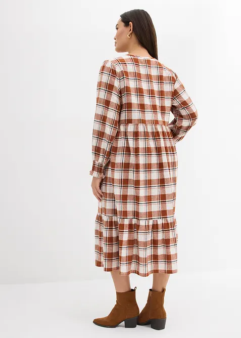 Midikjole i flanell, bonprix