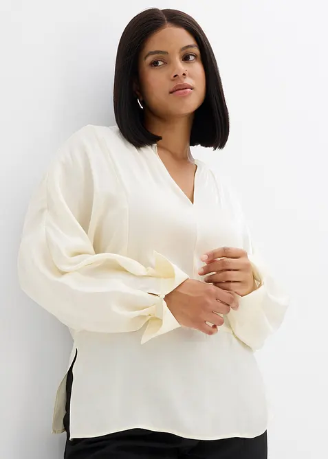 Bluse i viskosemiks med lett glans, bonprix