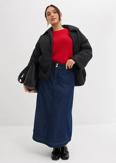 Midiskjørt i denim, bonprix