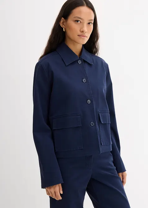 Kort overgangsjakke i bomullsmiks med elastan, bonprix