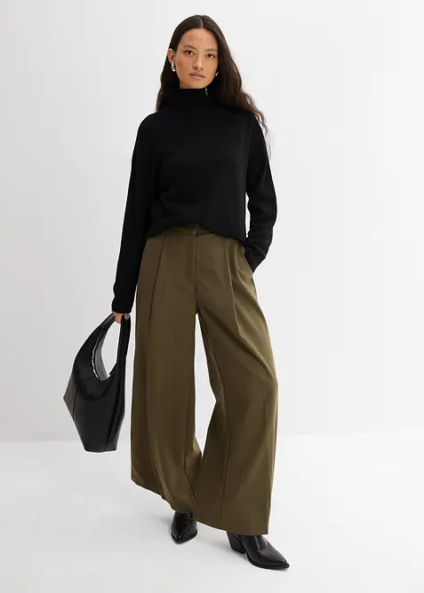 Genser i viskosemiks med glidelås i halsen, bonprix