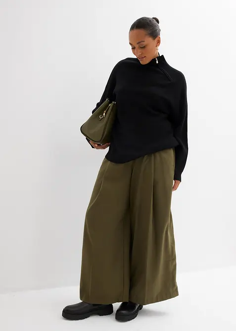 Genser i viskosemiks med glidelås i halsen, bonprix