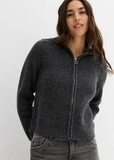 Cardigan med hette, bonprix