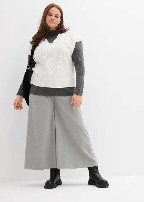 Strikket vest med flettem&oslash;nster, bonprix