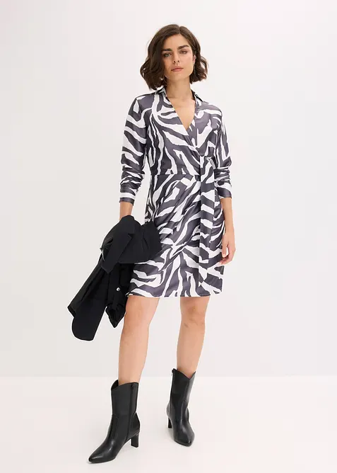 Omslagskjole i lett sateng, bonprix