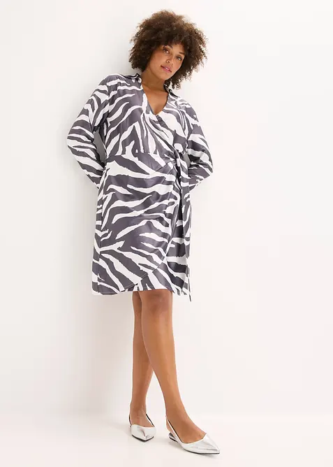 Omslagskjole i lett sateng, bonprix