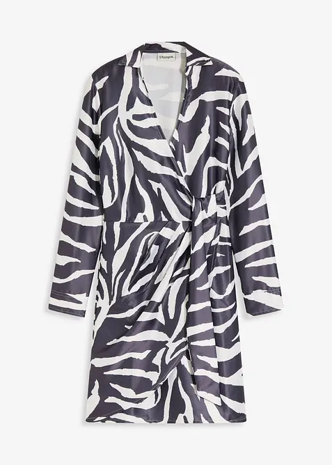 Omslagskjole i lett sateng, bonprix