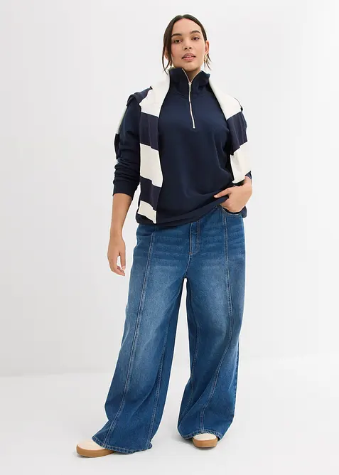 Oversized sweatshirt med glidelås, bonprix