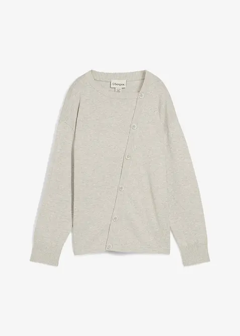 Finstrikket genser med asymmetrisk knappestolpe, bonprix