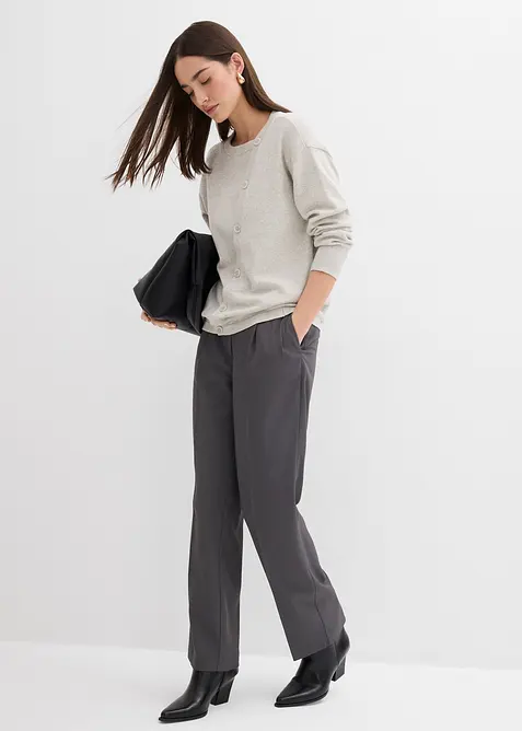 Finstrikket genser med asymmetrisk knappestolpe, bonprix