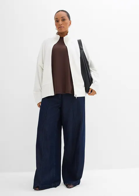 Sweatshirt med glidelås i behagelig Punto di Roma-materiale, bonprix