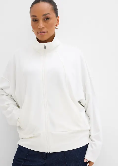 Sweatshirt med glidelås i behagelig Punto di Roma-materiale, bonprix