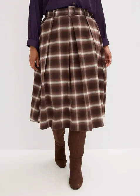 Foldeskj&oslash;rt med belte og rutem&oslash;nster (2-delt sett), bonprix