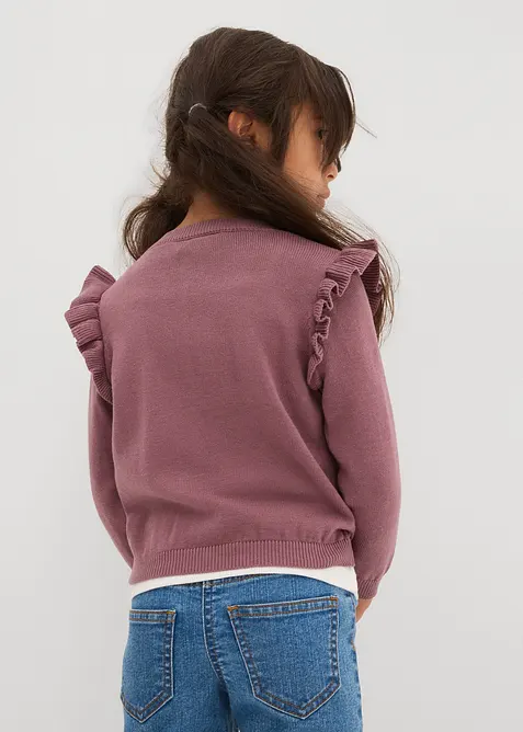 Cardigan med volang p&aring; ermene, bonprix