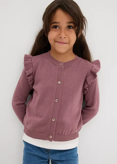 Cardigan med volang p&aring; ermene, bonprix