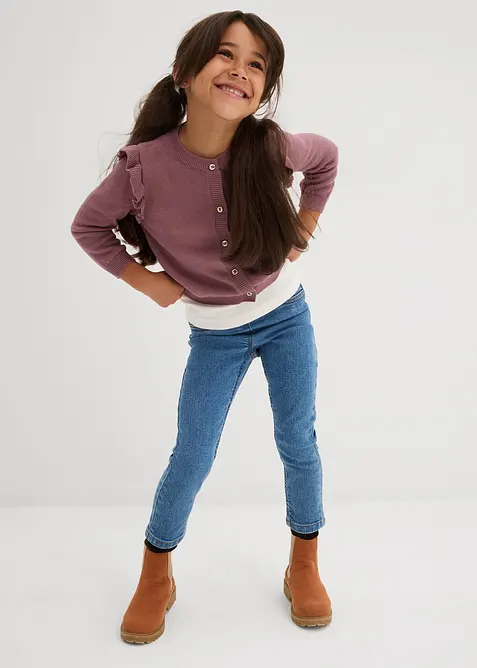 Cardigan med volang p&aring; ermene, bonprix