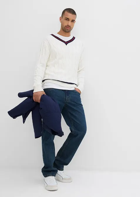 Finstrikket genser med kasjmir, bonprix