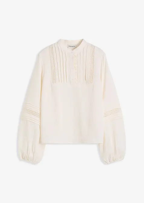 Oversized bluse med pynt, bonprix