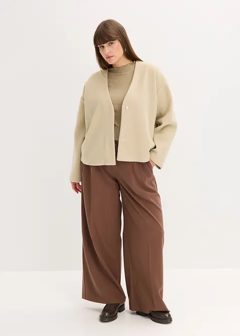 Oversized blazer i ullstil med belte, ufôret, bonprix