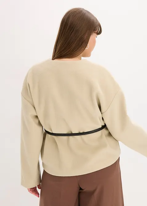 Oversized blazer i ullstil med belte, ufôret, bonprix