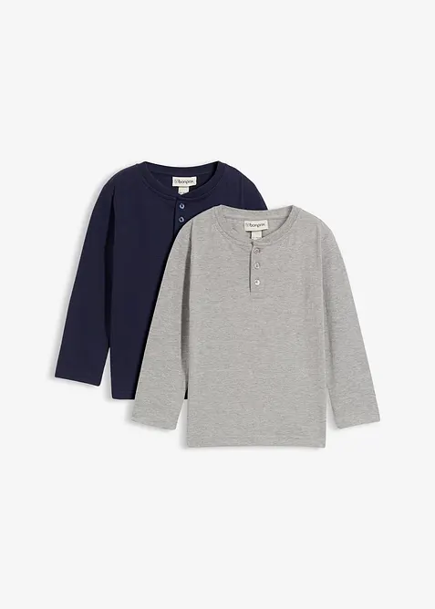 Bestefarstrøye, langermet med økologisk bomull (2-pack), bonprix