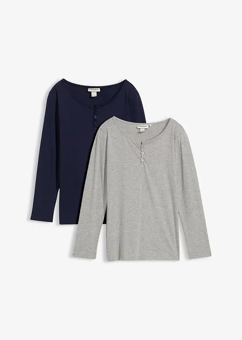 Langermet topp med økologisk bomull (2-pack), bonprix