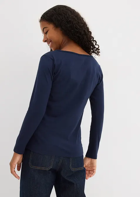 Langermet topp med økologisk bomull (2-pack), bonprix