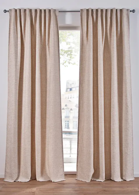 Ugjennomsiktig gardin i melert materiale med struktur (1-pack), bonprix