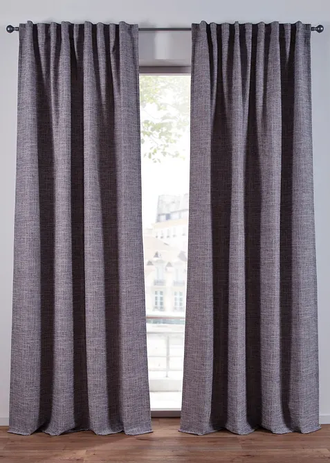 Ugjennomsiktig gardin i melert materiale med struktur (1-pack), bonprix