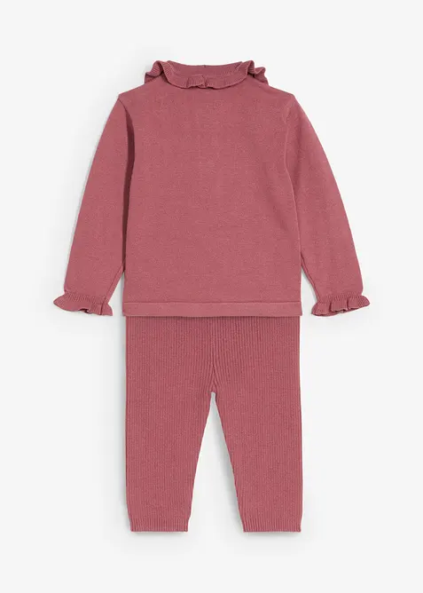 Strikket genser med volang-krage og leggings (2-delt sett), bonprix