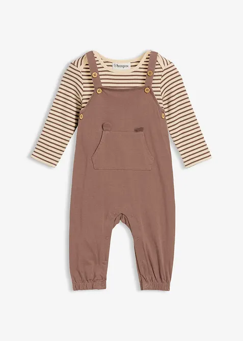 Selebukse i ribbemateriale og body i 100% økologisk bomull (2-delt sett), bonprix