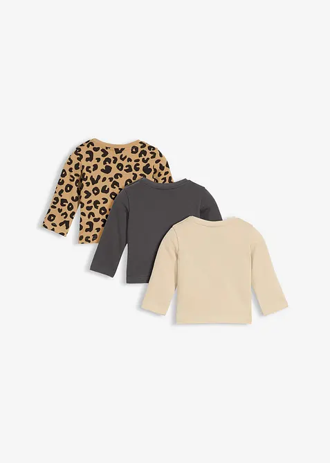 Lang topp i 100% &oslash;kologisk bomull (3-pack), bonprix