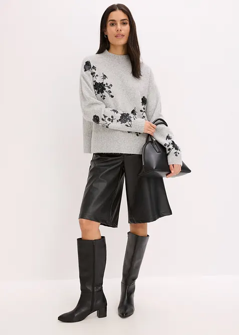 Genser med paljettbroderi, bonprix