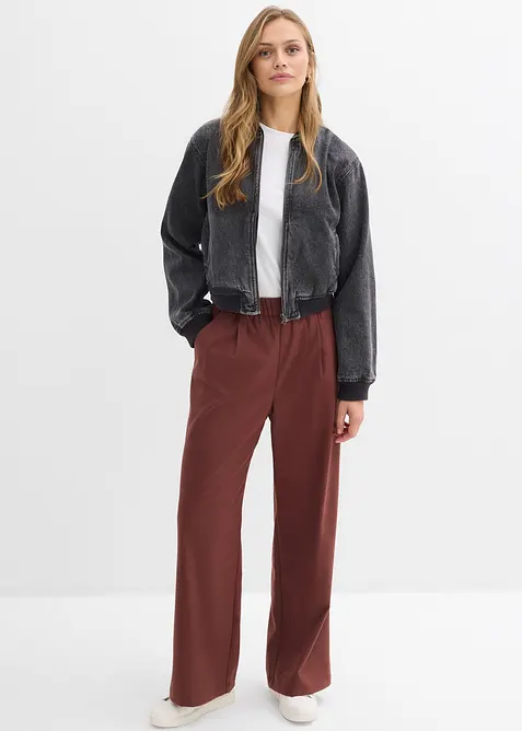 Bukse med vide ben i ull-stil, bonprix